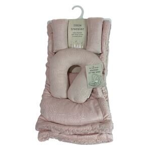 New Little Traveler Pink Baby Blanket Belt Strap Covers Travel Pillow